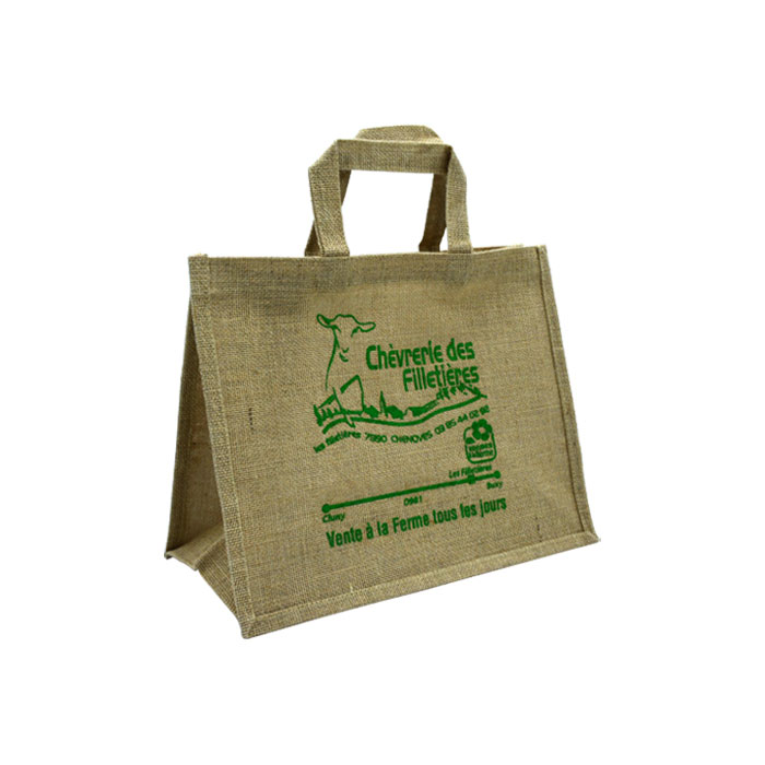 Petit sac shopping personnalisé en toile de jute - 20x20x12cm - WELLS